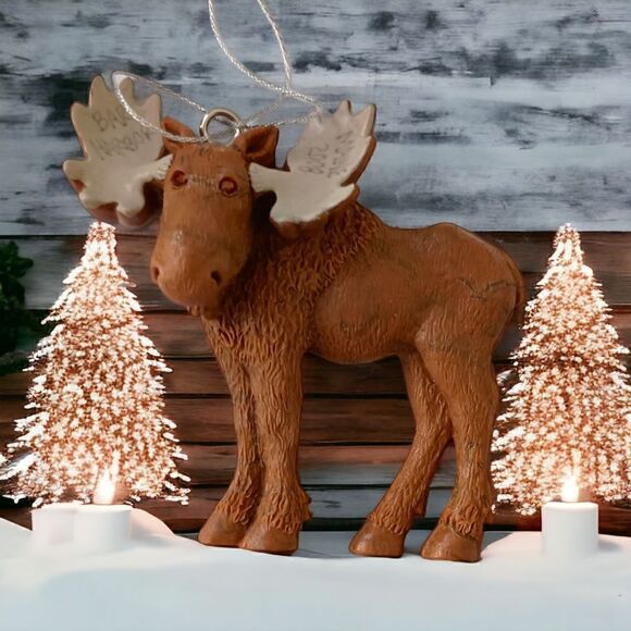 Maine Souvenir Moose Ornament Bar Harbor Resin Elk Christmas Cabincore Rustic. - Picture 13 of 15